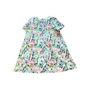 Crown & Ivy NWT Reversible Floral A-line Dress Large Pink Green Short Sleeve